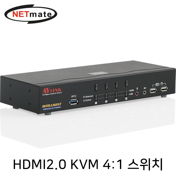 NETmate IC-714AUHR 4K 60Hz HDMI 2.0 KVM 4:1 스위치(USB)