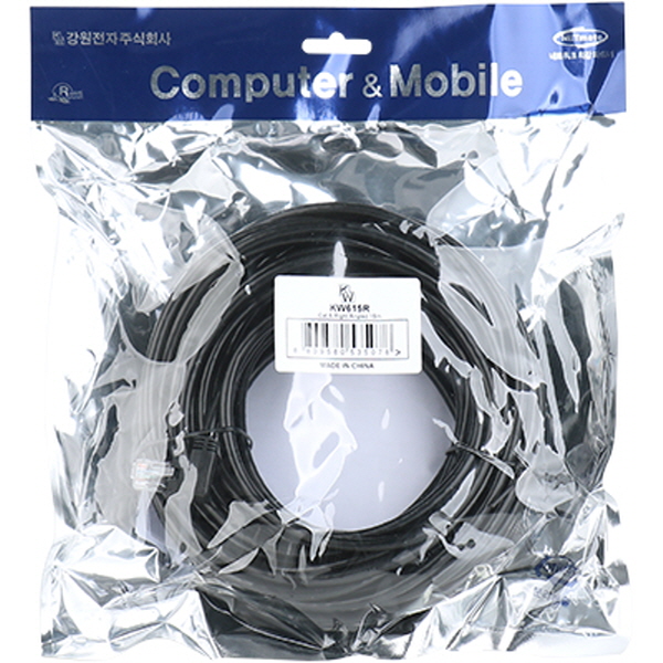 [표준제품]KW KW615R CAT.6 UTP 랜 케이블 15m (오른쪽 꺾임)