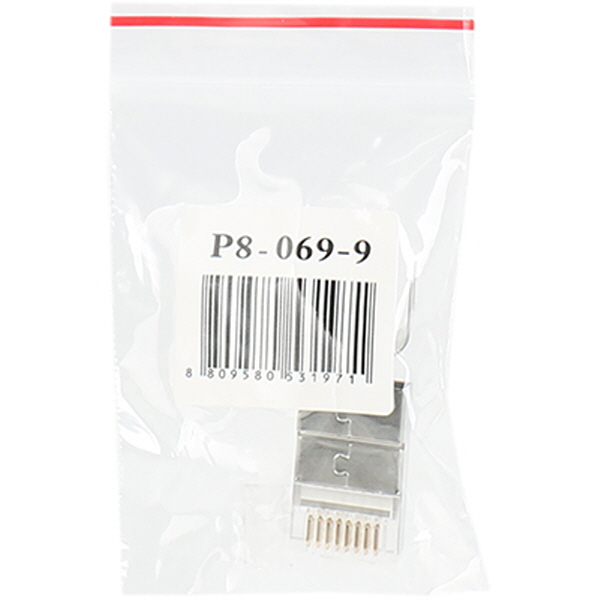 PLUG MASTER P8-069-9 STP CAT.8 RJ-45 8P8C 플러그 - Three Prongs 핀(100개)