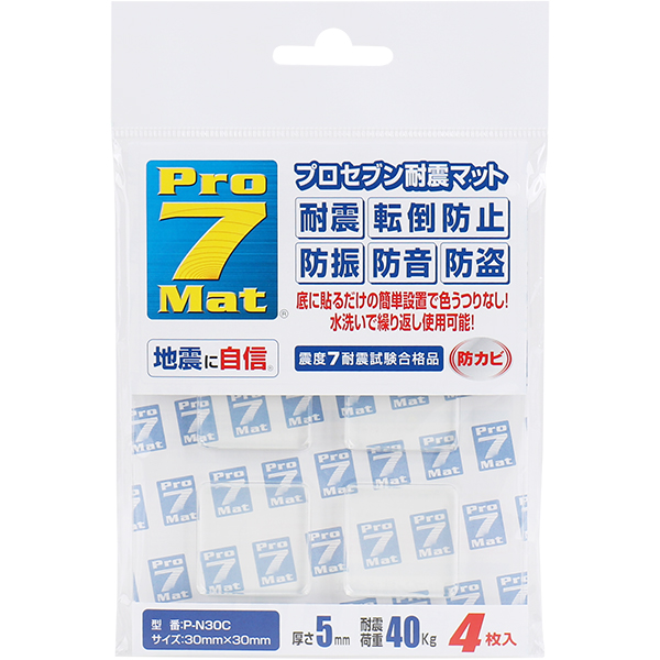 Pro-7 P-N30C 지진 대비 전도 방지 내진 매트(30x30x5mm/40kg/클리어)