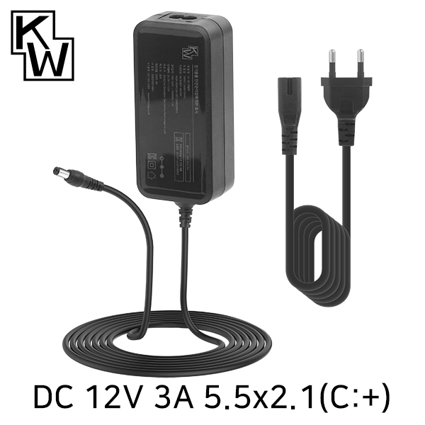 KW KW-A1230A(SK05T-1200300W2) 12V 3A SMPS 아답터(5.5x2.1mm/C:+)