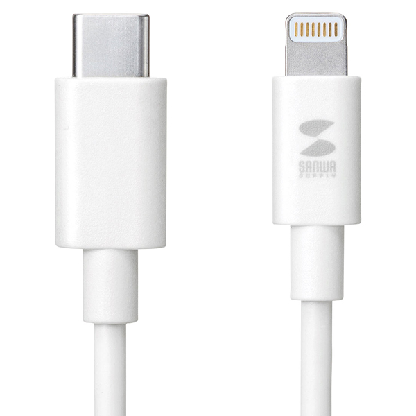 SANWA KB-IPLC10W USB-C - MFi 라이트닝 케이블 1m (화이트)
