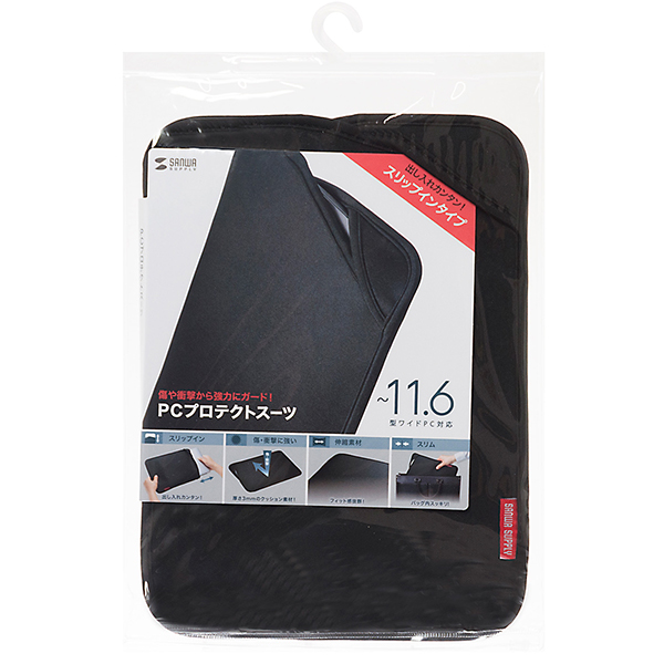 SANWA IN-WETSL11BK 노트북 슬립 인 파우치(11.6형 와이드/블랙)