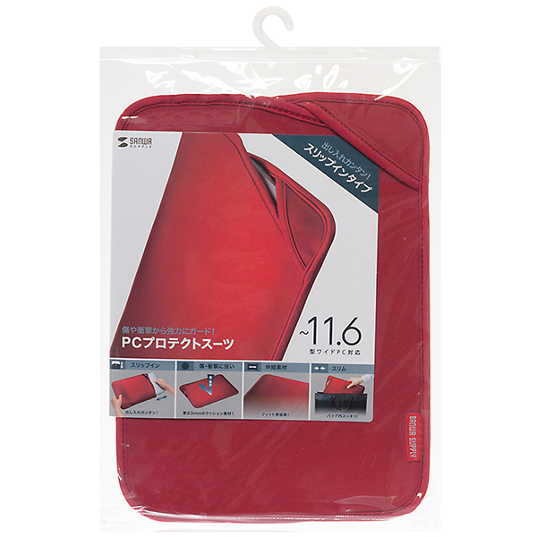 SANWA IN-WETSL11R 노트북 슬립 인 파우치(11.6형 와이드/레드)