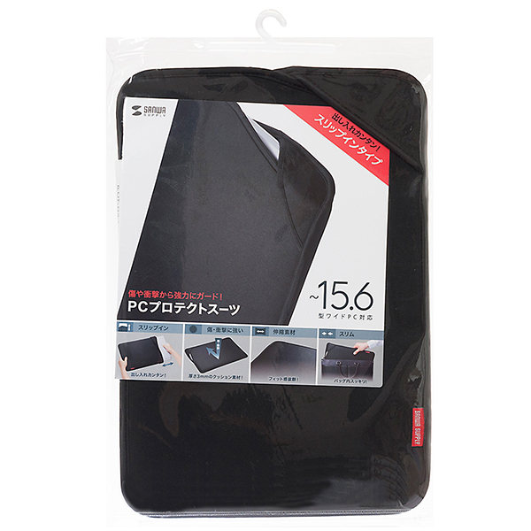 SANWA IN-WETSL15BK 노트북 슬립 인 파우치(15.6형 와이드/블랙)