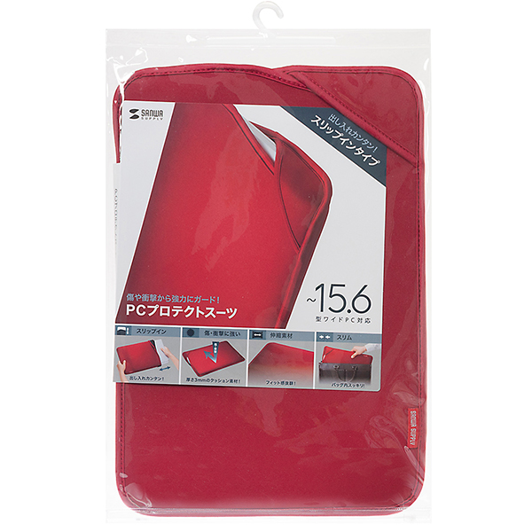 SANWA IN-WETSL15R 노트북 슬립 인 파우치(15.6형 와이드/레드)