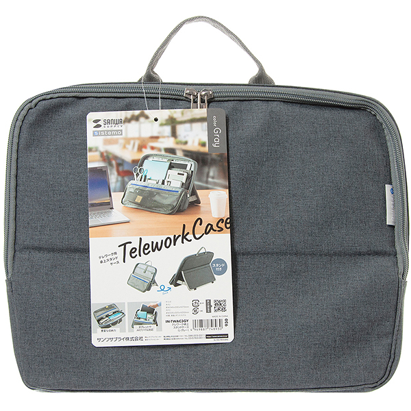 SANWA IN-TWAC3GY 스탠드 파우치·미니가방(L/그레이)
