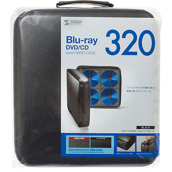 SANWA FCD-WLBD320BK 세미하드 블루레이/CD/DVD 케이스(320매/블랙)