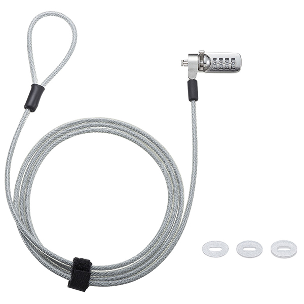 SANWA SLE-39S 노트북 도난방지 와이어 잠금장치 (다이얼 타입/Ø5.0mm/2m)