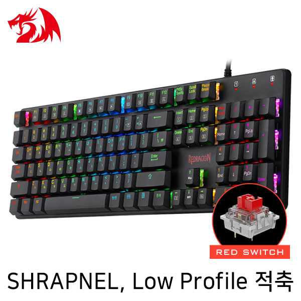 Redragon SHRAPNEL K589RGB Low Profile RGB 게이밍 키보드 (적축)