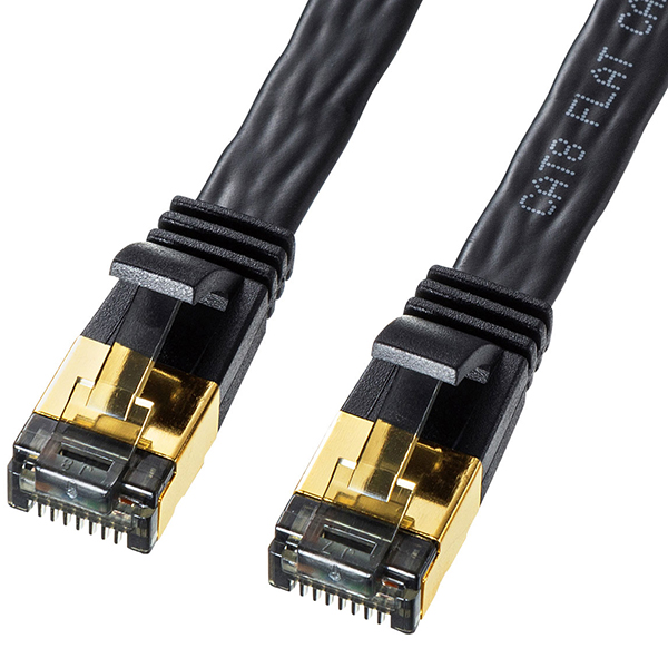 SANWA  KB-T8FL-005BK CAT.8 SSTP FLAT 랜 케이블 0.5m