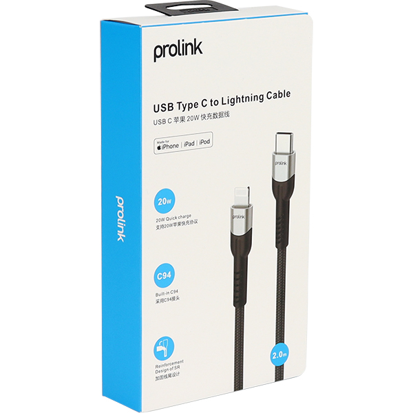 PROLINK PF444A-0200 USB-C - MFi 라이트닝 케이블 2m