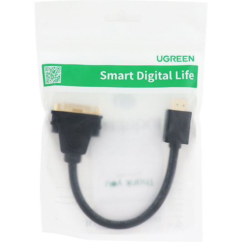 유그린 DVI (암) to HDMI (수) 변환 케이블 젠더 0.15m U-20136