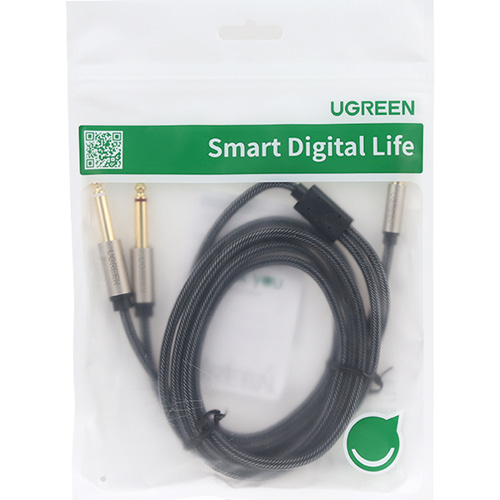유그린 3.5mm AUX to TS 5.5mm 모노 Y자 케이블 2m U-10615