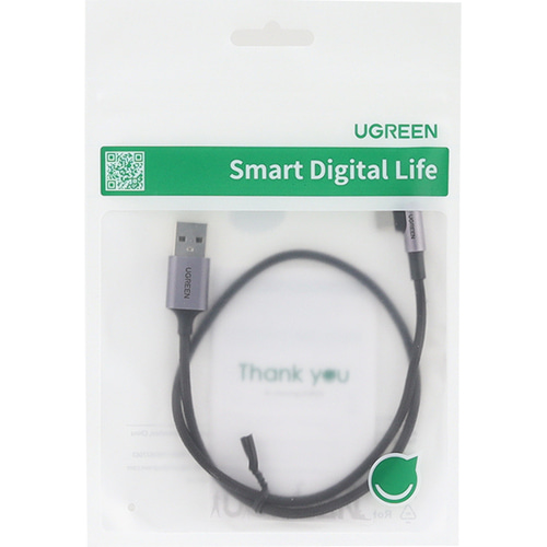 유그린 한쪽 90도 기역자 C타입 고속 충전 케이블 0.5m U-50940