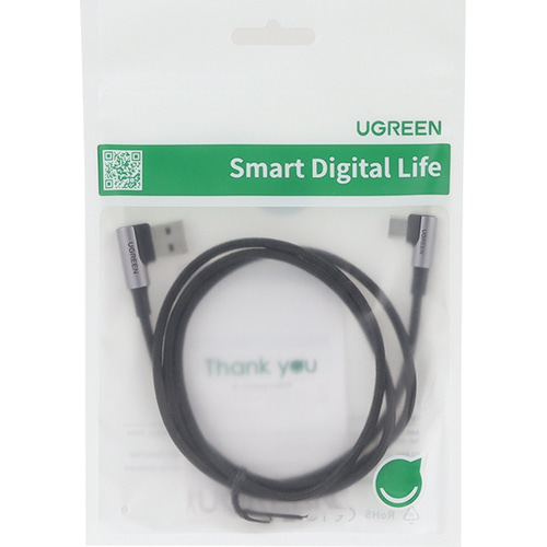 유그린 양쪽 90도 기역자 C타입 고속 충전 케이블 1m U-20856