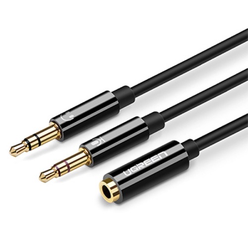 유그린 이어폰 / 이어셋 to PC 컴퓨터 연결 변환 케이블 블랙 U-20898