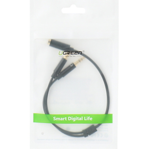 유그린 이어폰 / 이어셋 to PC 컴퓨터 연결 변환 케이블 블랙 U-20898