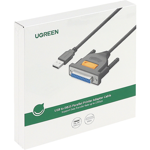 유그린 USB 2.0 to 패러럴 25핀 프린터 케이블 Prolific 2m U-20224