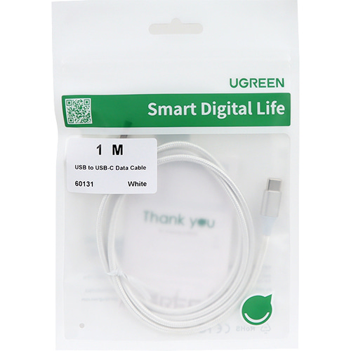 유그린 USB 2.0 A to C 타입 고속 충전 케이블 화이트 1m U-60131