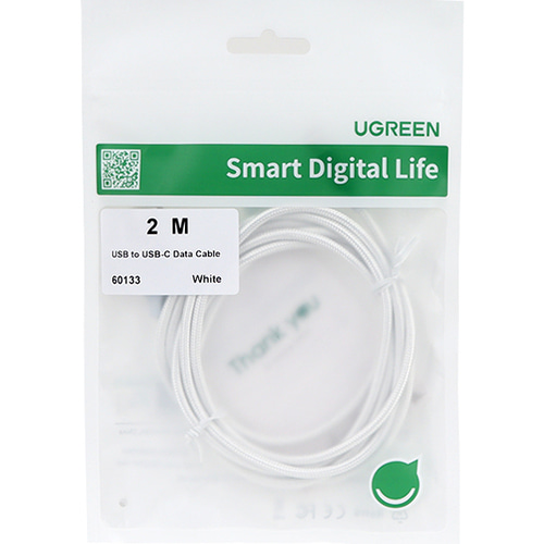 유그린 USB 2.0 A to C 타입 고속 충전 케이블 화이트 2m U-60133