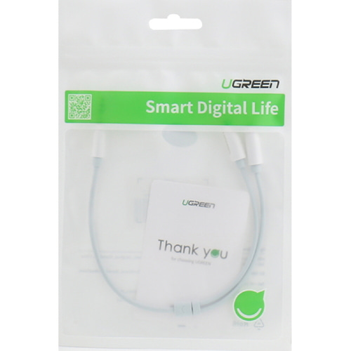 유그린 4극 3.5 스테레오 AUX 이어폰 공유 분배기 Y형 듀얼잭 화이트 U-10739