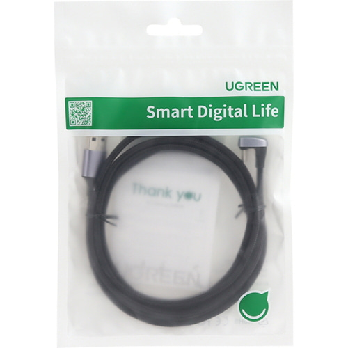 유그린 USB A to C 타입 180도 ㄷ자 꺾임 고속 충전 케이블 2m U-70315