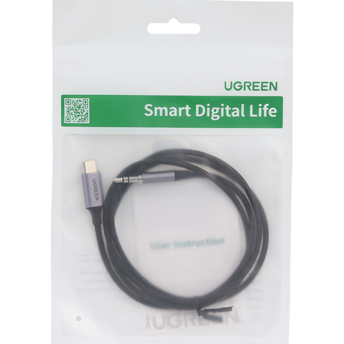 유그린 USB C TO 3.5mm AUX DAC 오디오 케이블 컨버터 1m U-20192