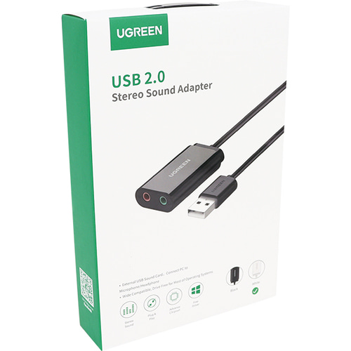 유그린 USB to 3.5mm AUX 오디오 컨버터 (화이트) U-30143