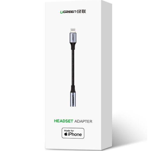 유그린 MFI 라이트닝 8핀 to 3.5mm AUX 스테레오 이어폰 젠더 U-30756