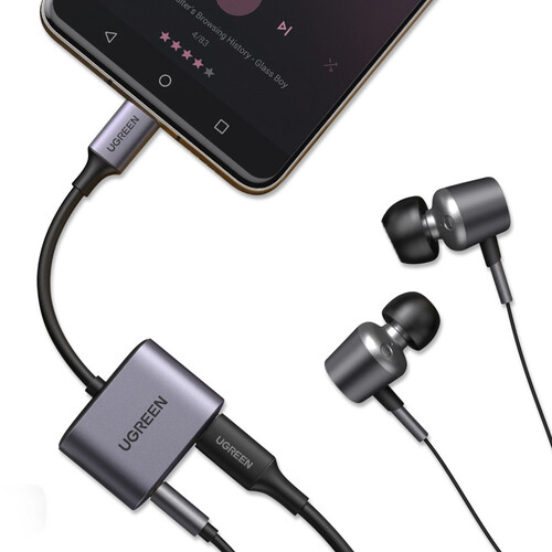 유그린 C타입 to 3.5mm AUX DAC 오디오 젠더 PD 충전 지원 U-60164