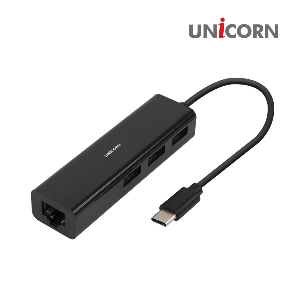 유니콘 TH-200N C타입 유선랜카드 USB 3포트 허브