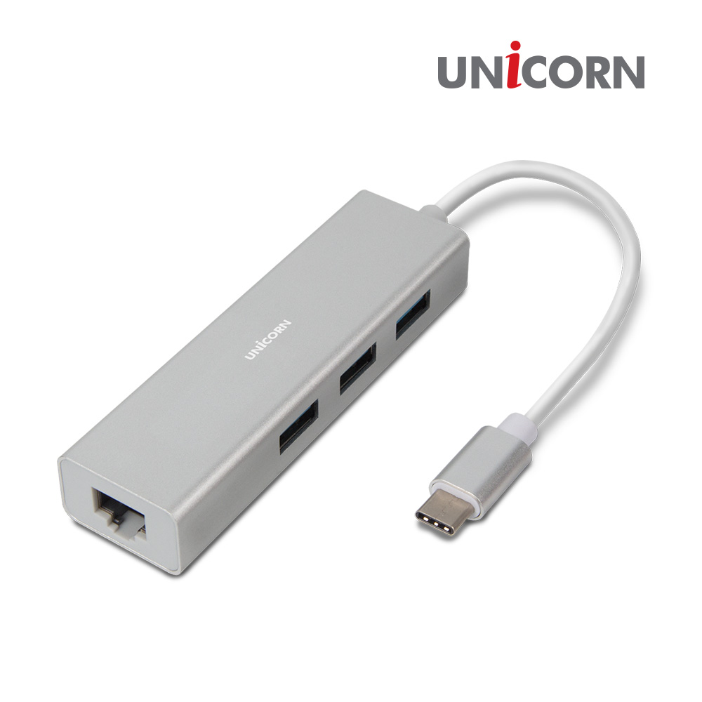 유니콘 TH-300GH C타입 기가유선랜카드 3포트 USB허브 USB3.0