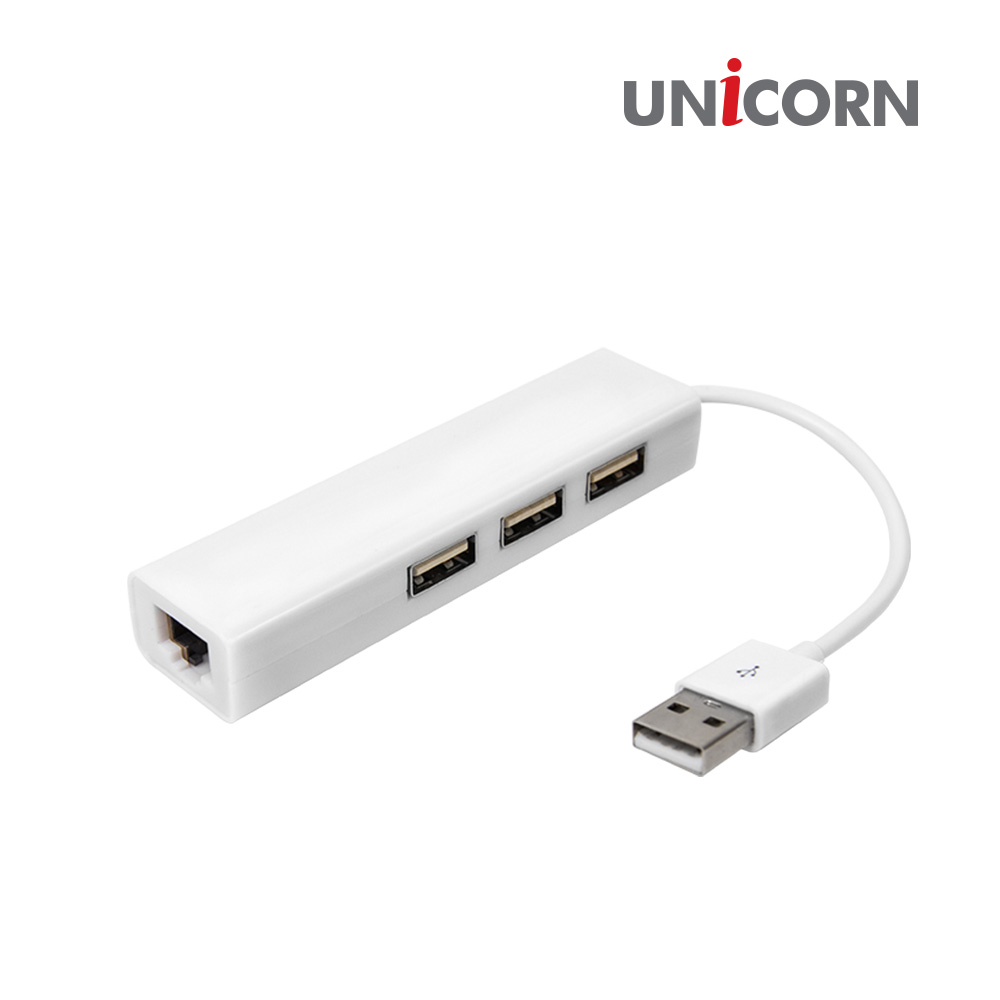 유니콘 ULAN-203H USB유선랜카드 USB허브 3포트