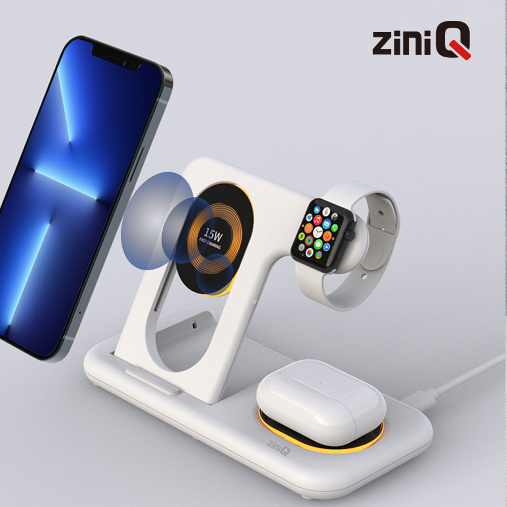 지니큐 4I1접이식마그네틱 고속무선멀티충전기 충전패드 갤럭시워치 아이폰 에어팟 KW-310SL 블랙
