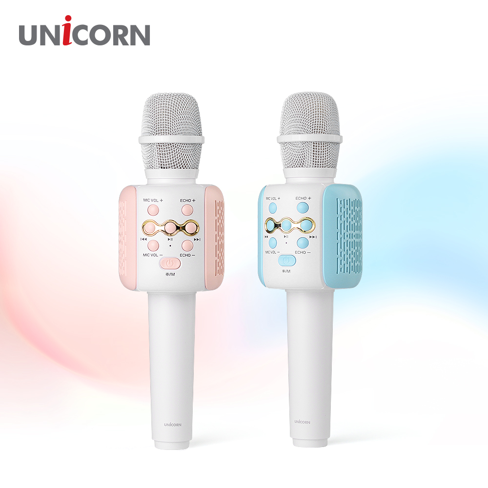 유니콘 블루투스 노래방마이크 무선마이크 휴대용 캠핑 KTV-300G 블루