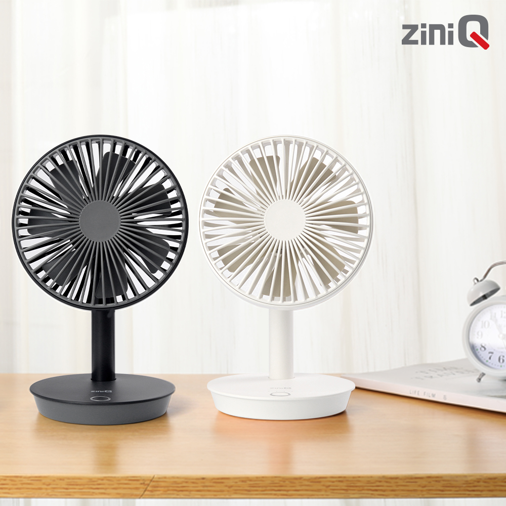 지니큐 FN-900M 화이트 책상 탁상용 선풍기 감성바람 사무실 미니무선 BLDC모터 캠핑용 7엽날개