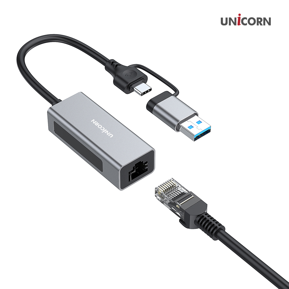 유니콘 CLAN-200AC A타입+C타입겸용 USB유선랜카드 유선랜어댑터 알루미늄바디