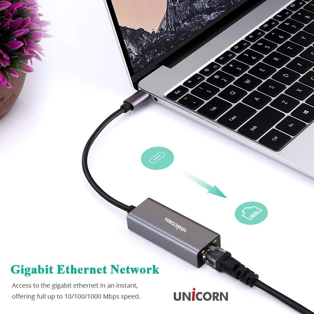 유니콘 CLAN-1000GC C타입기가USB유선랜카드 유선랜어댑터 알루미늄바디