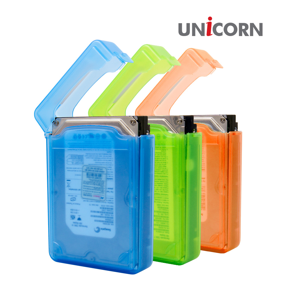 유니콘 3.5형 하드보관케이스 블루 보호패드 잠금장치