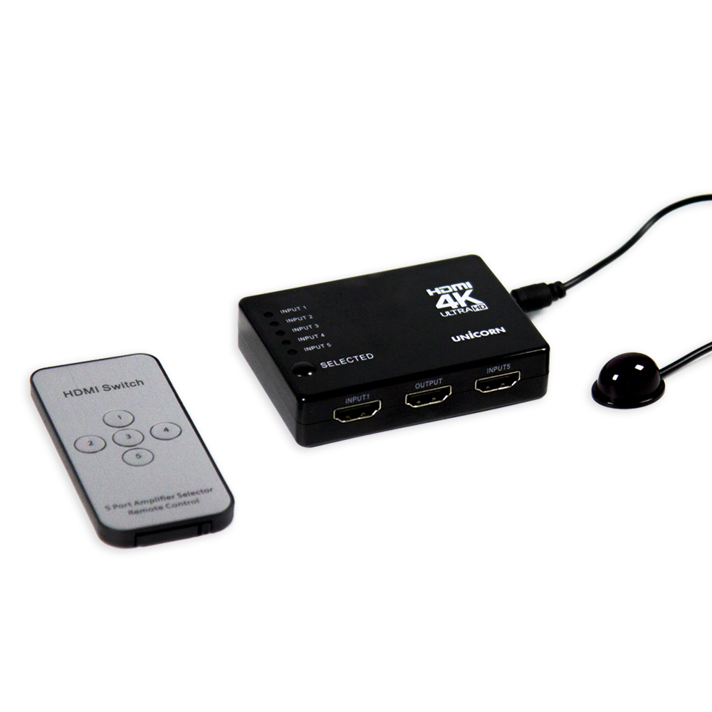유니콘 HS-500H 5:1 4K HDMI스위치HDMI선택기 셀렉터 모니터공유기 리모컨포함