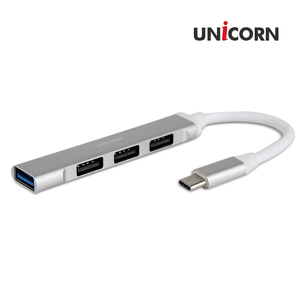 유니콘 MH-400C USB3.1 C타입 4포트 USB허브 무전원 알루미늄 메탈바디