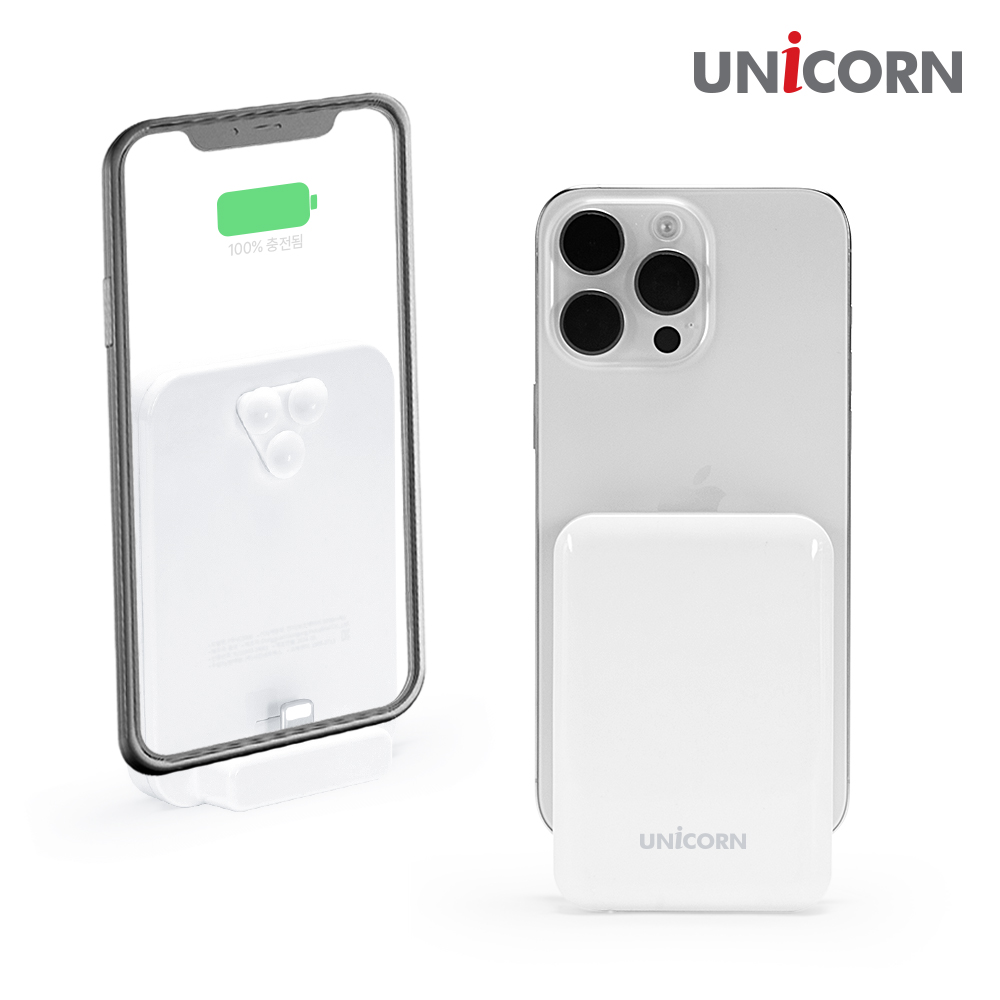 유니콘 일체형 도킹형 미니 보조배터리 5000mAh 흡착식 PB-VC5000애플