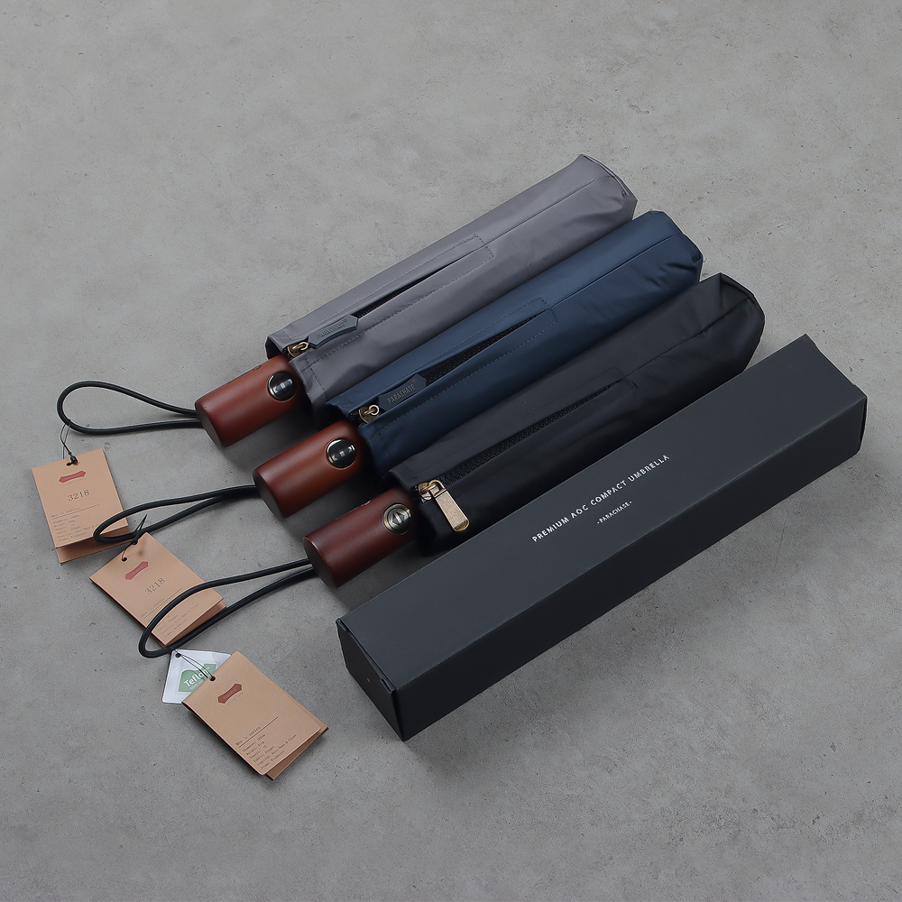 파라체이스 3단 완전 자동 우산 우드핸들 10K 3218 그레이