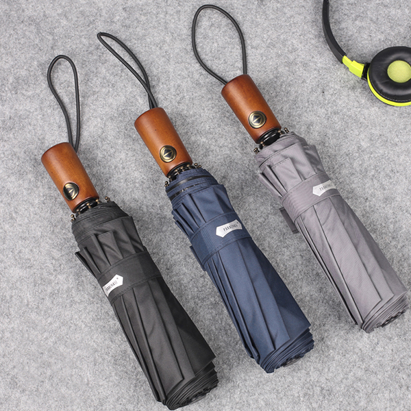 파라체이스 3단 완전 자동 우산 우드핸들 10K 3218 그레이
