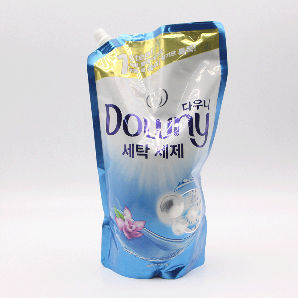 다우니 세탁세제 리필용 1step 블루 1.8리터 향긋한 향 100가지얼룩을 1번에