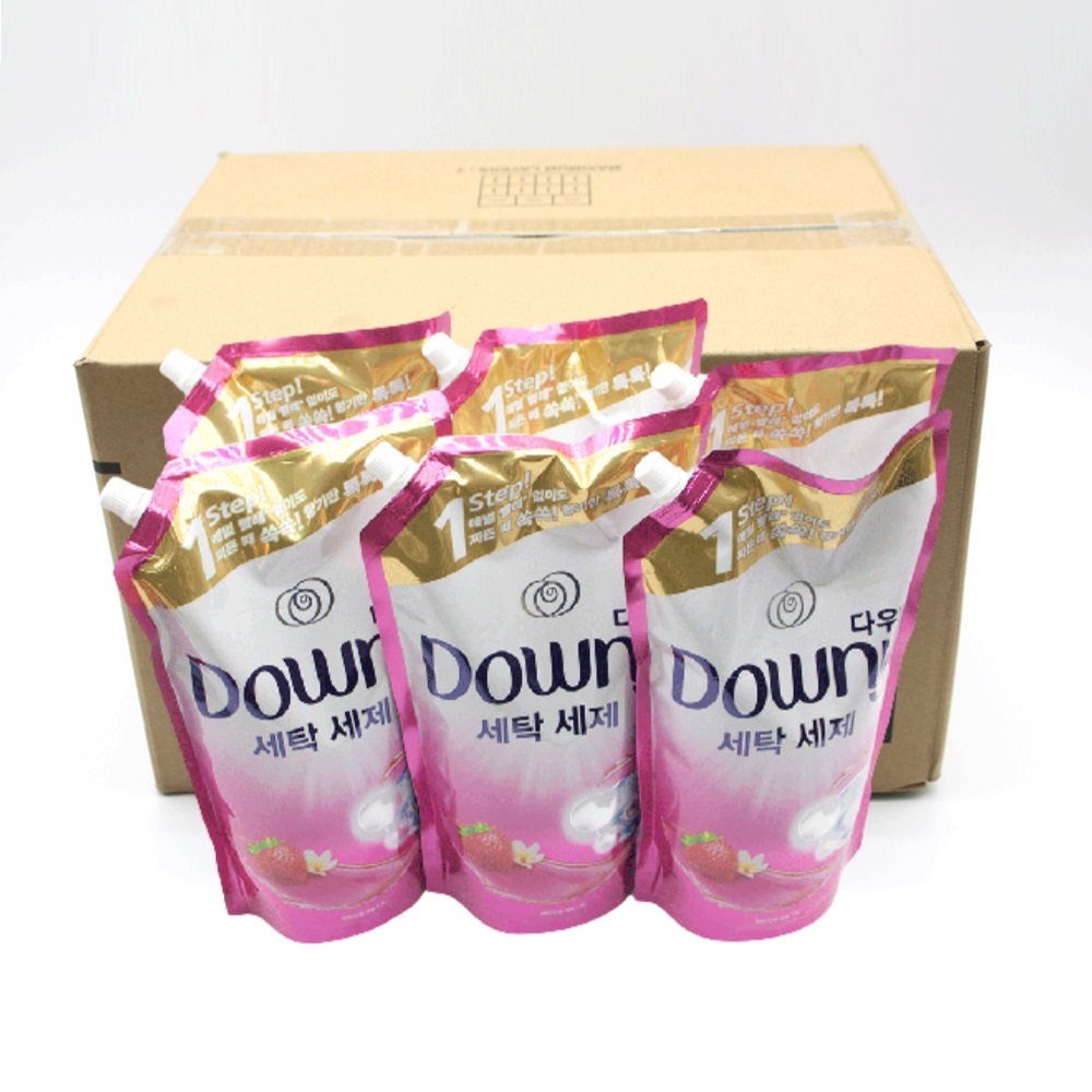 다우니 세탁세제 리필용 1step 핑크 포근한향 1.8리터 6개 1박스