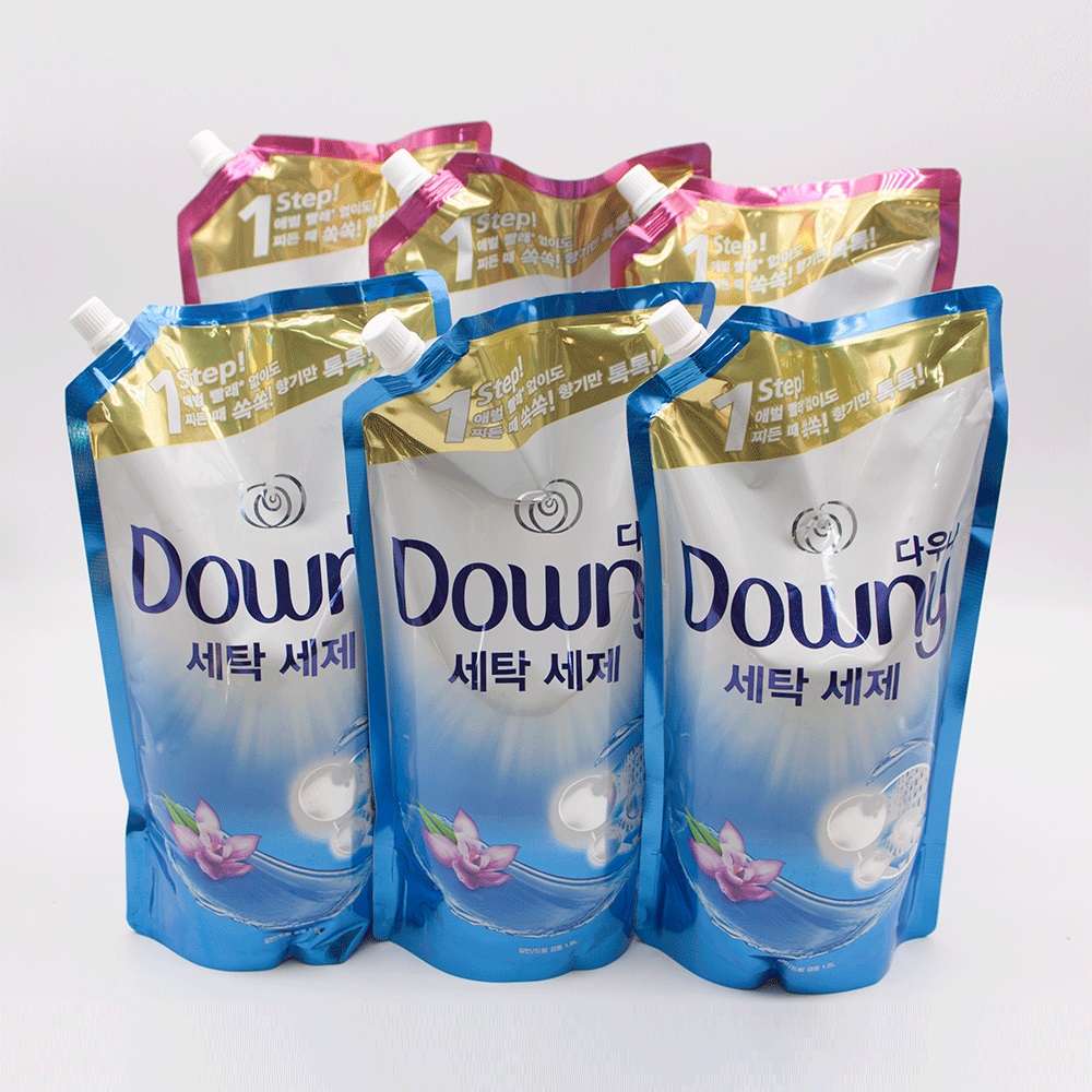 다우니 세탁세제 리필용 1.8리터 1step 핑크 포근한향 3개 블루 향긋한 향3개