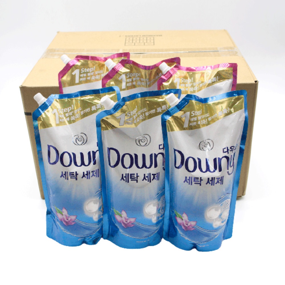 다우니 세탁세제 리필용 1.8리터 1step 핑크 포근한향 3개 블루 향긋한 향3개