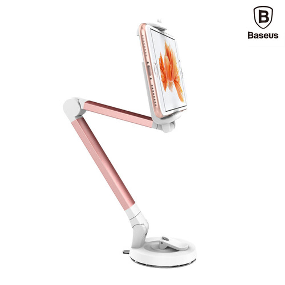 BASEUS 포터블 스마트폰 거치대 알루미늄바디 흡착접이식 각도조절 로즈골드